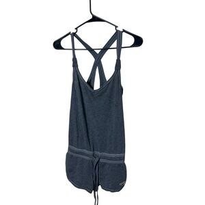 Hollister Y2K Gray Drawstring Romper Women's XS Sleeveless Cross Back‎ Casual